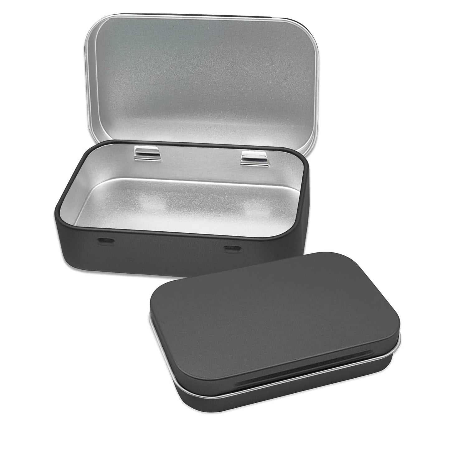 Tins Container, Metal Rectangular Tin Can,Mini Portable Box Small Storage Basic Necessities Home Storage Organizer Empty Hinged Household Storage Box