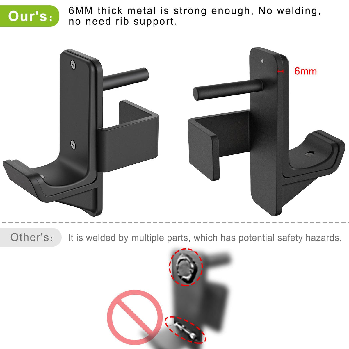 Kipika Safety Spotter Arms and J-Hooks for 2" x 2" Power Racks with 5/8" or 1" Hole - Heavy Duty Barbell Holders and Catches with Rubber Pads - Power