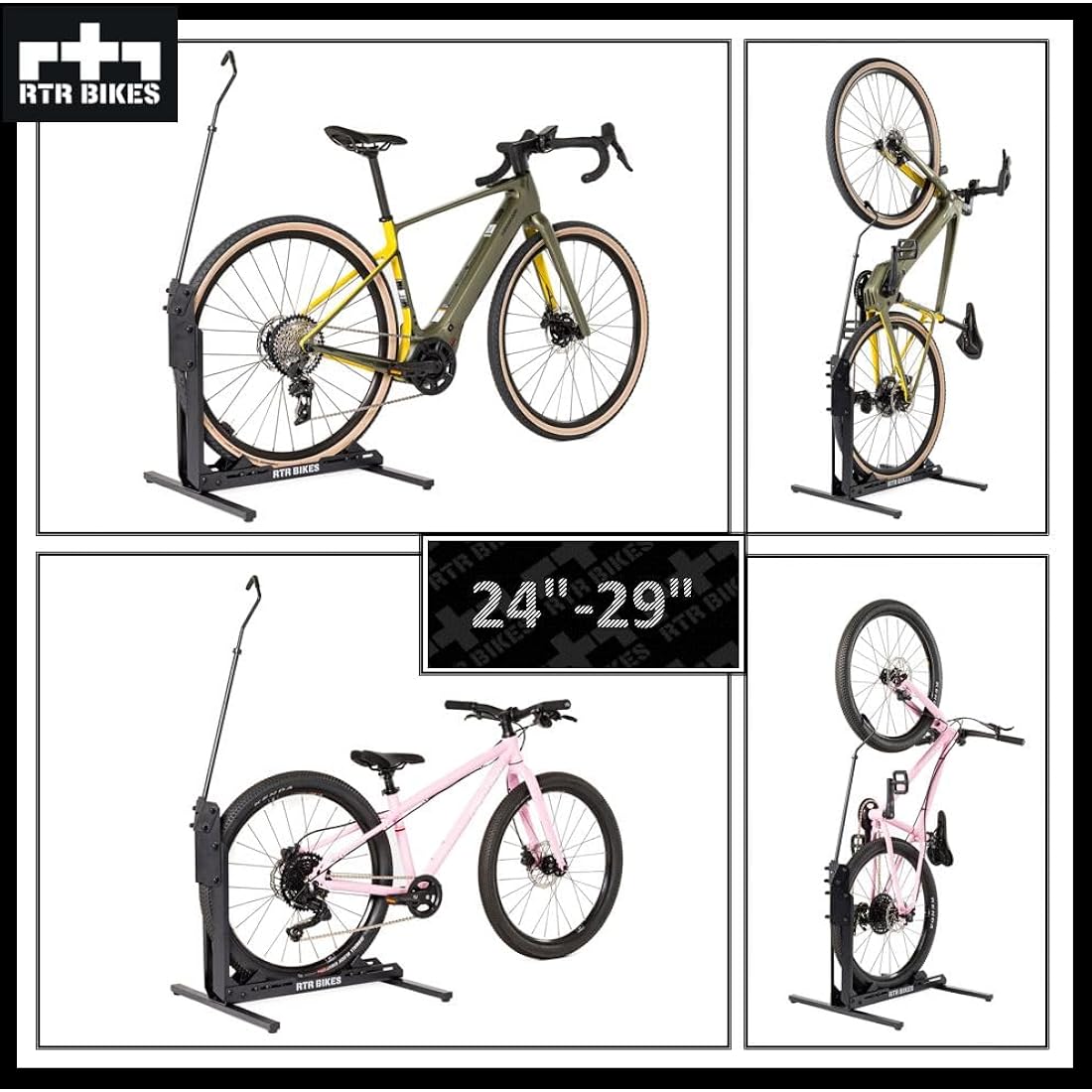 RTR BIKES BRUTUS UP Professional Freestanding Bicycle Stand - Ideal for Your Garage, Home or Bicycle Shop