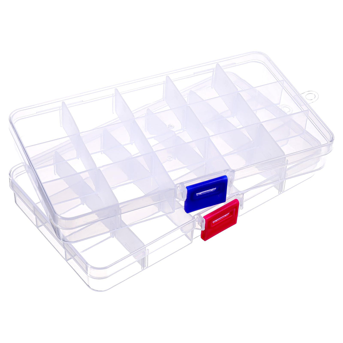 Qulkws 2Pcs Jewellery Storage Box, Compartment Storage Boxes with Removable Divider Plastic Organiser Box for Bead Jewelry Accessories DIY Crafts