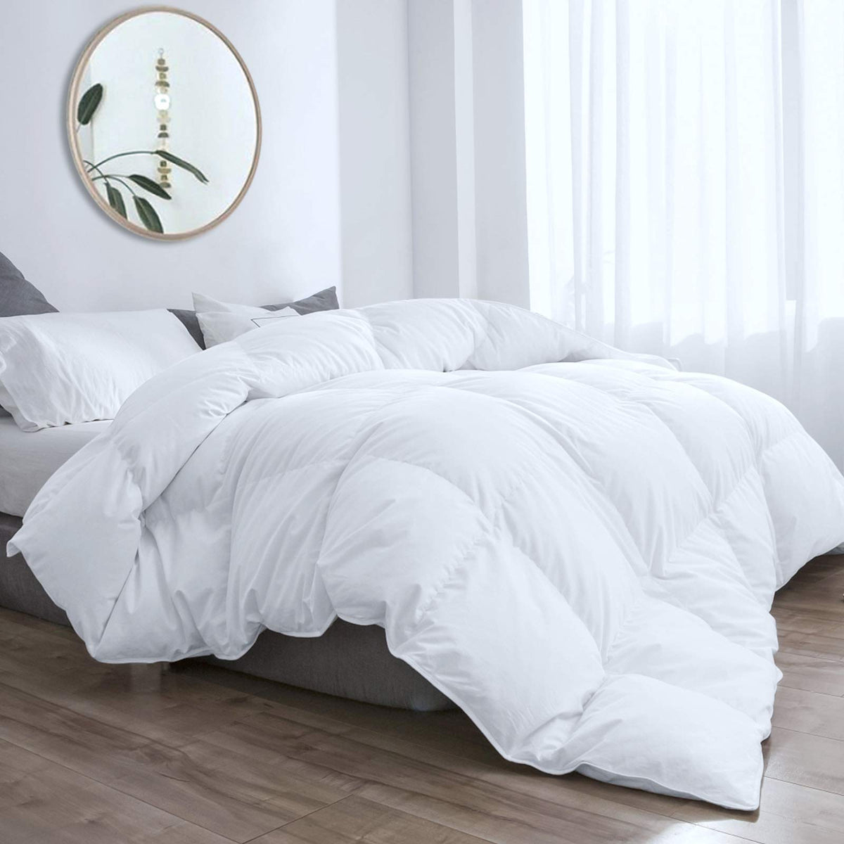 Threads For Bed 13.5 tog King Size Duvet Cotton Cover, Feather and Down Super Warm Duvet with Double Stitch with Piping and Box Quilting, Machine