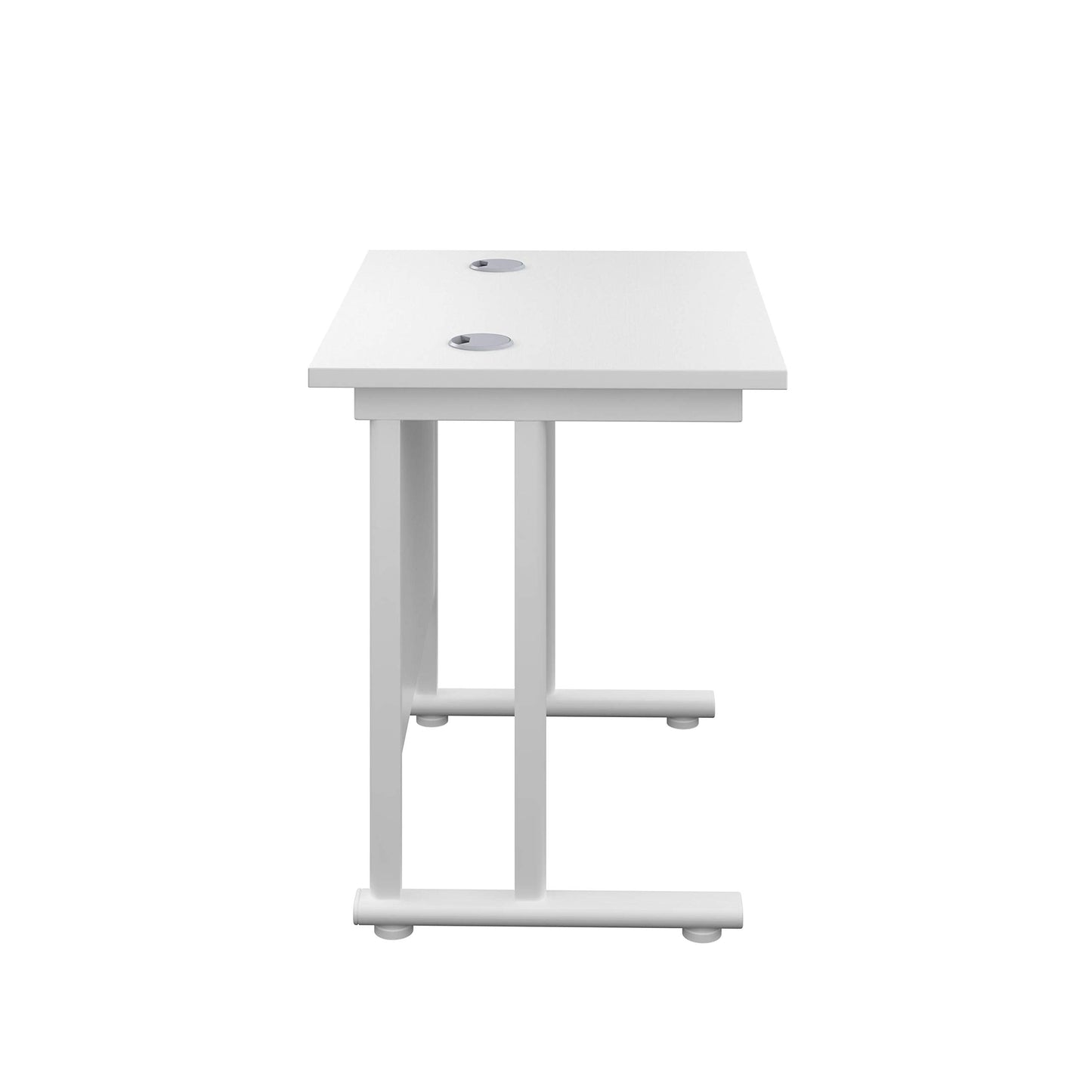 Office Hippo Rechteckiger Freischwinger-Schreibtisch, Metall, Weißer Rahmen, weiße Oberseite, 80 x 60 cm