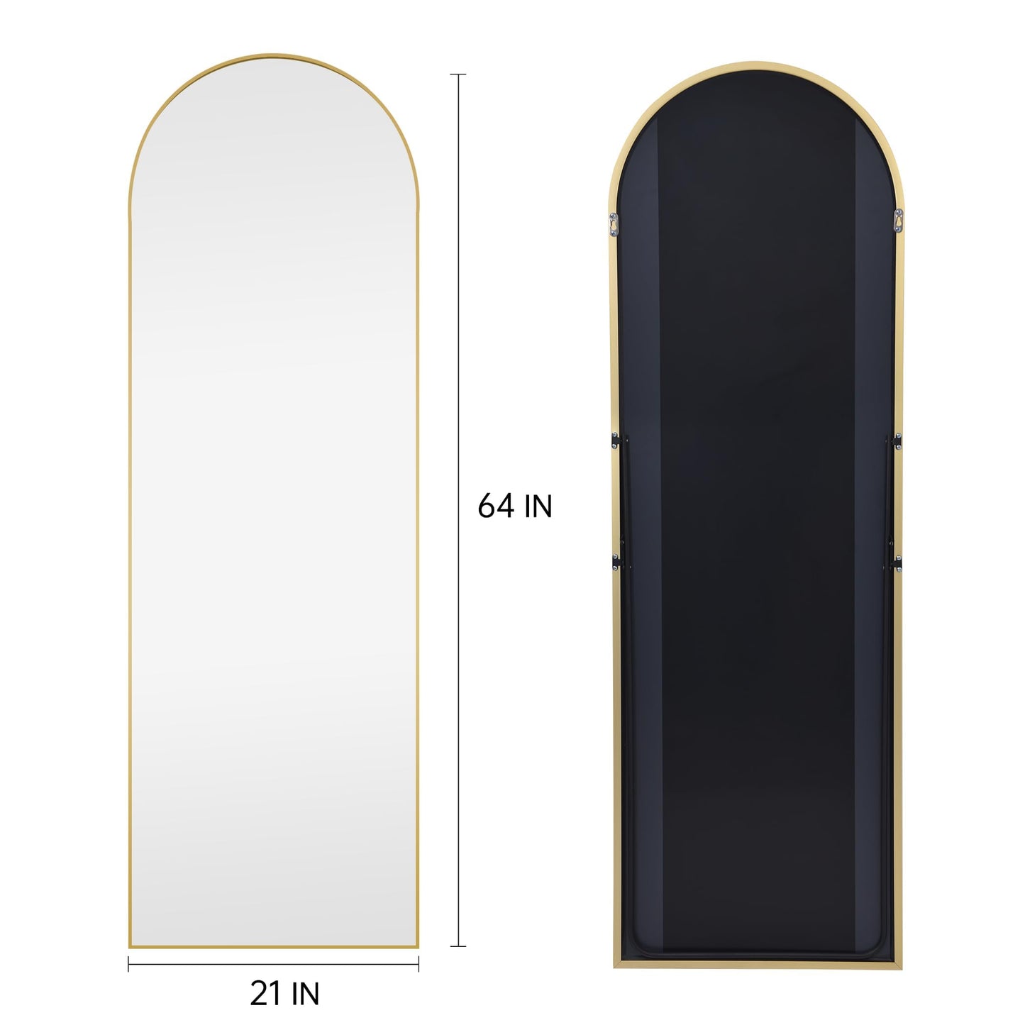 KOCUUY Arched Full Length Mirror, 161 x 52 cm Wall Mirror, Standing or Leaning Full Body Mirror with Aluminum Alloy Frame, Suitable for Bedrooms,