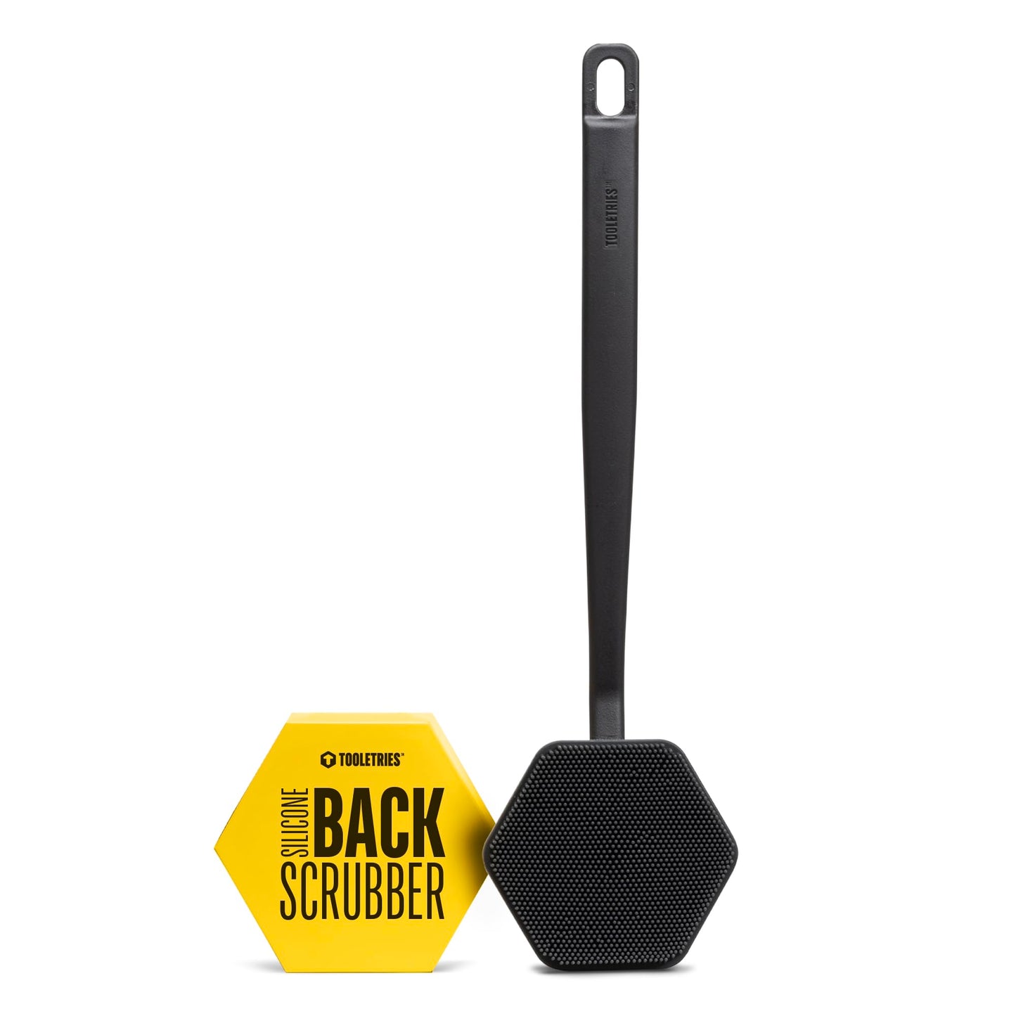 TOOLETRIES - Back Scrubber - Exfoliates & Deep Cleans - Silicone Shower & Bath Body Brush with Long Handle and Bespoke Bristles - Bathroom & Hygiene