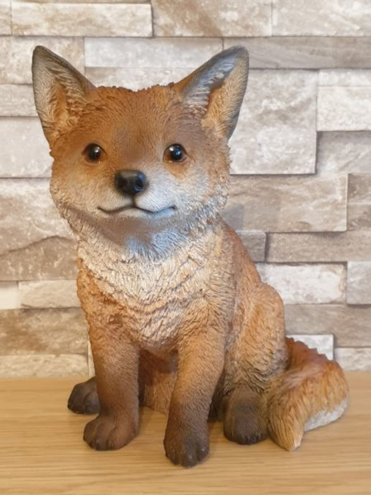 Vivid Arts - Real Life Woodland Sitting Fox Cub Home or Garden Decoration (XRL-FCB4-D)