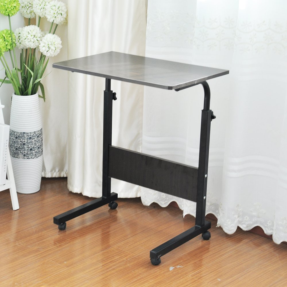 sogesfurniture Height-Adjustable Laptop Table, Laptop Stand, Mobile Side Table, Care Table for Bed and Sofa, 60 x 40 x 71-90 cm, Black 05#1-60BK-BH
