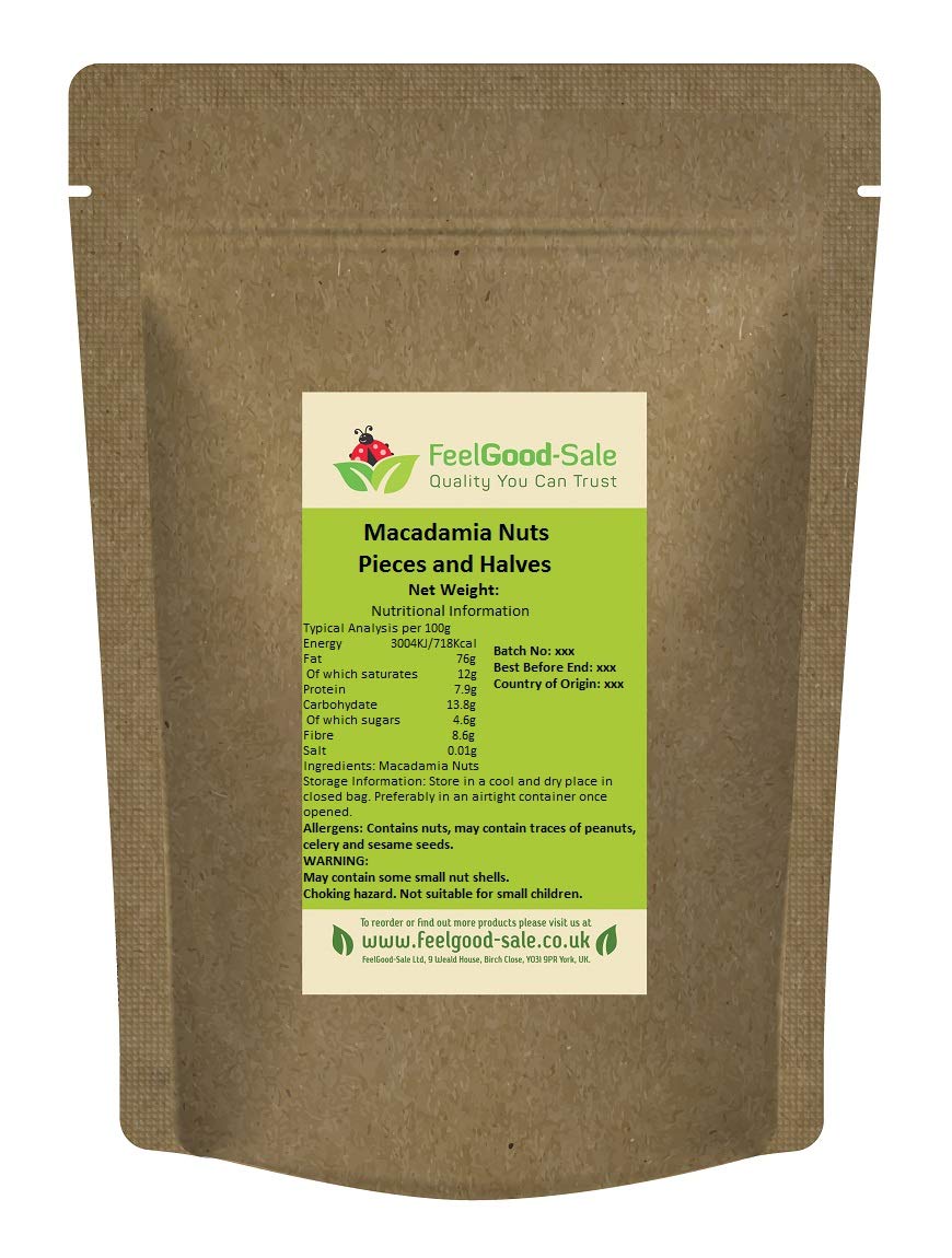 1kg Macadamia Nuts Halves (Non GMO), Low-GI Good For Snacking, Smoothies, Baking & Cooking, Gluten-Free, Keto & Vegan-Friendly, Rich in Protein &