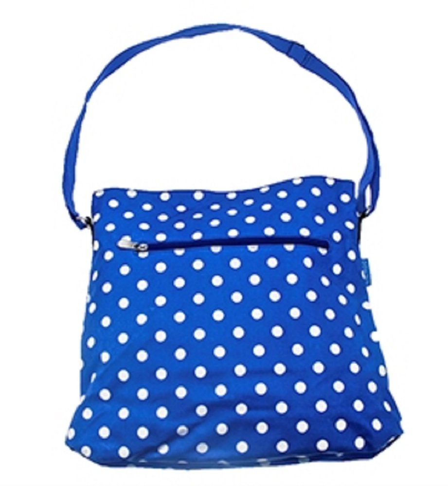Dotty print long handled Extra Large Crossover Bag in a Matt Finish Oilcloth.