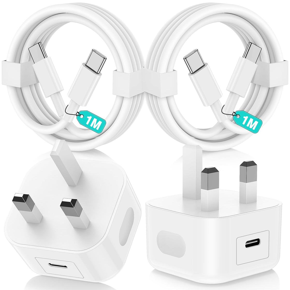 2Pack USB C Charger for iPhone 16 17 15 Pro Max,[Apple MFi Certified]20W Fast Charger Plug with USB C to Type C Cable 1M/1M for iPhone 17 Air/16 15