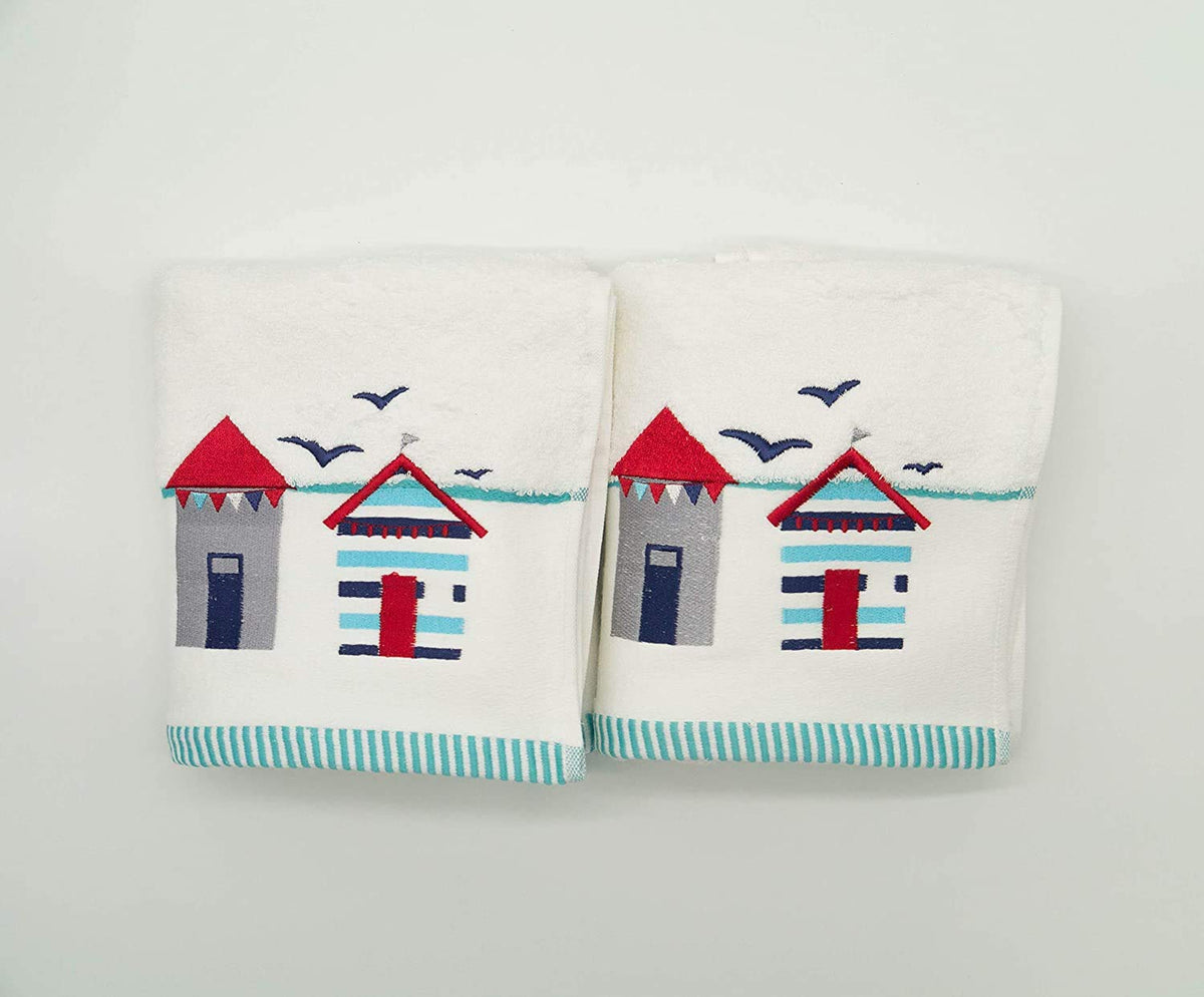 Lex's Linens Pack of 2 Beach Hut Hand Towels