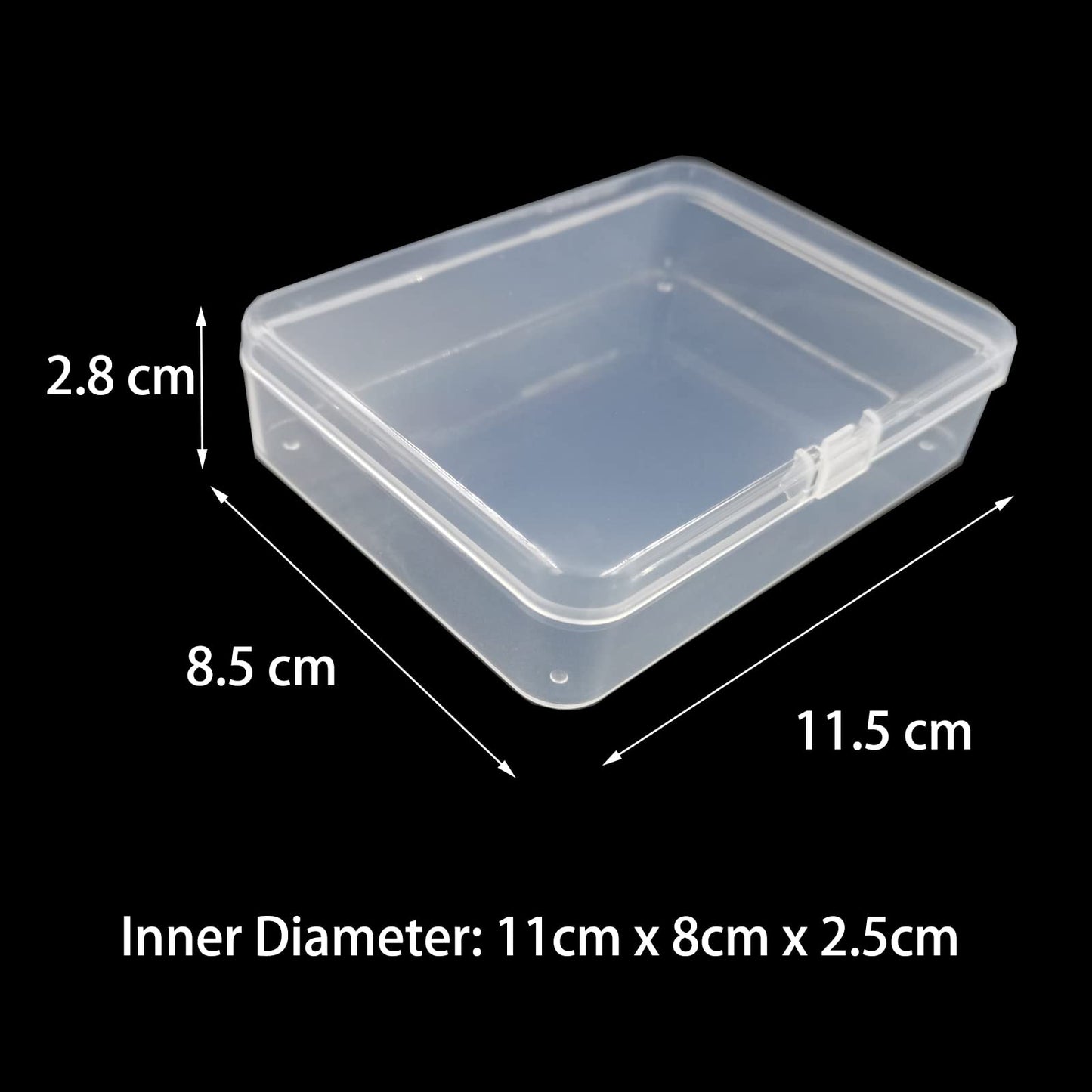 DUGYIRS 12 Pieces Transparent Plastic Storage Box with Hinged Lid,Rectangular Plastic Storage Container Box for Beads and Jewelry, Small Items