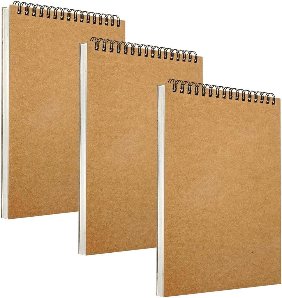 3Pack A4 Sketch Pad Sketch Books Spiral Bound Hardback160GSM Sketch Books Drawing Paper with Acid Free Art Books 60 Pages (A4-3Pack)