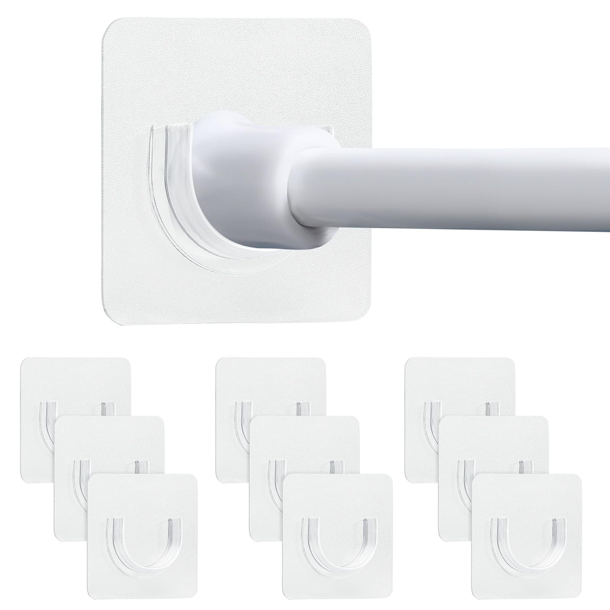 10Pcs Transparent Self Adhesive Curtain Holder - No Drilling Adhesive Wall Mounted Shower Curtain Bracket for Wall Bathroom Wardrobe
