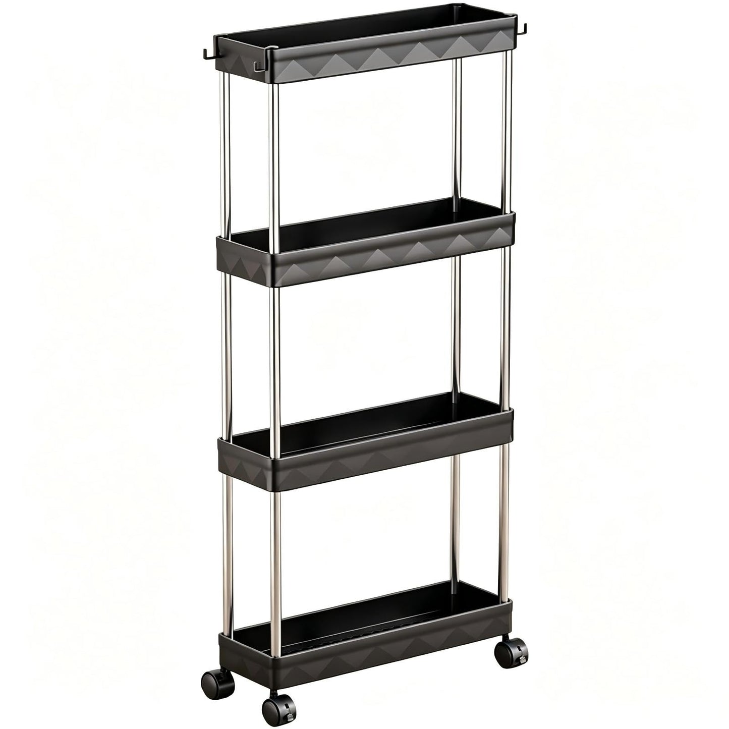 Multibao 4 Tier Slim Slide Out Kitchen Trolley Rack Holder Storage Shelf Organiser with Wheels for Small Spaces Bathroom Kitchen Laundryroom Bedroom