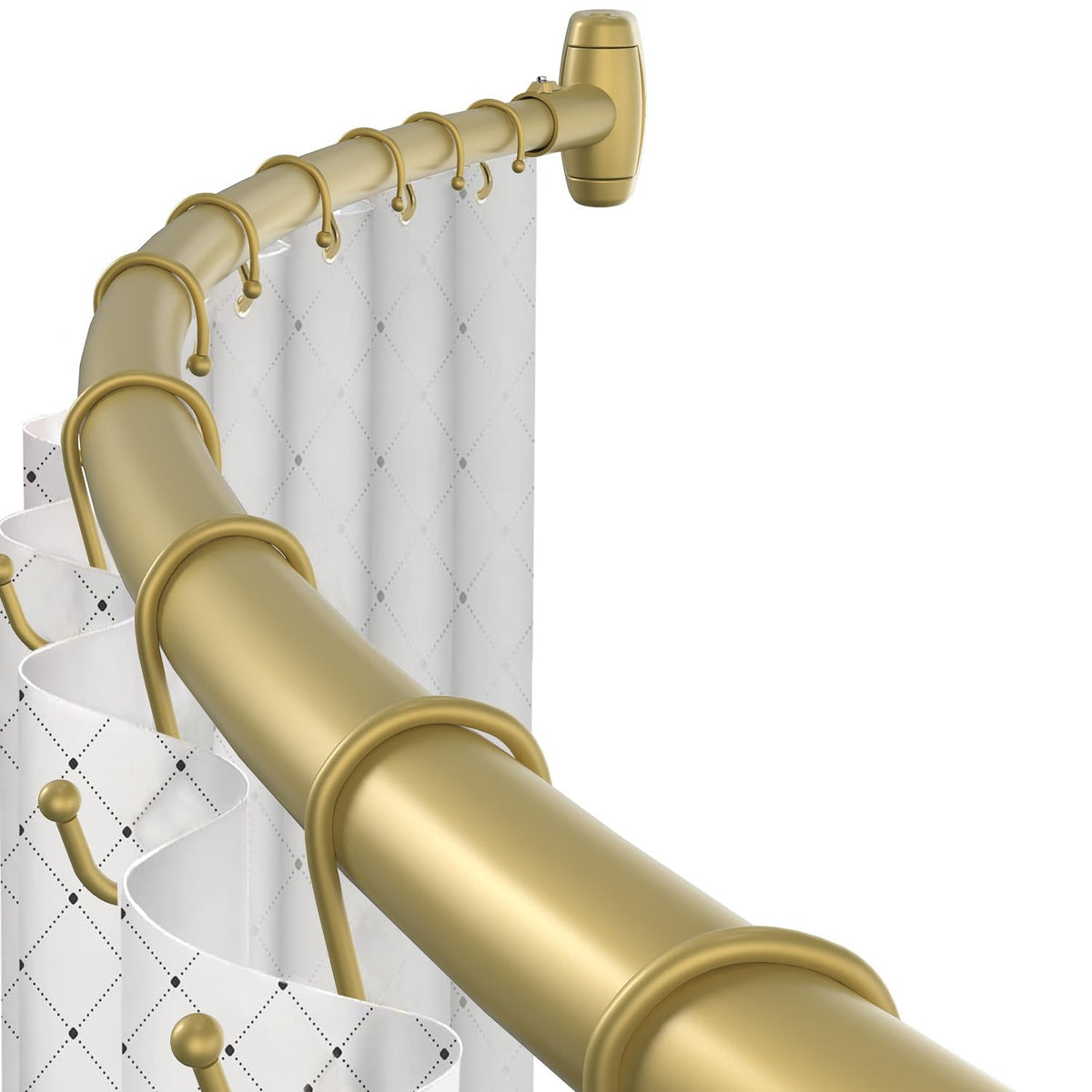 TOPROD Curved Shower Curtain Rod, Adjustable 48-72 Inches Shower Curtain Rods for Bathroom, Expandable Stainless Steel Shower Curtain Bar Telescoping