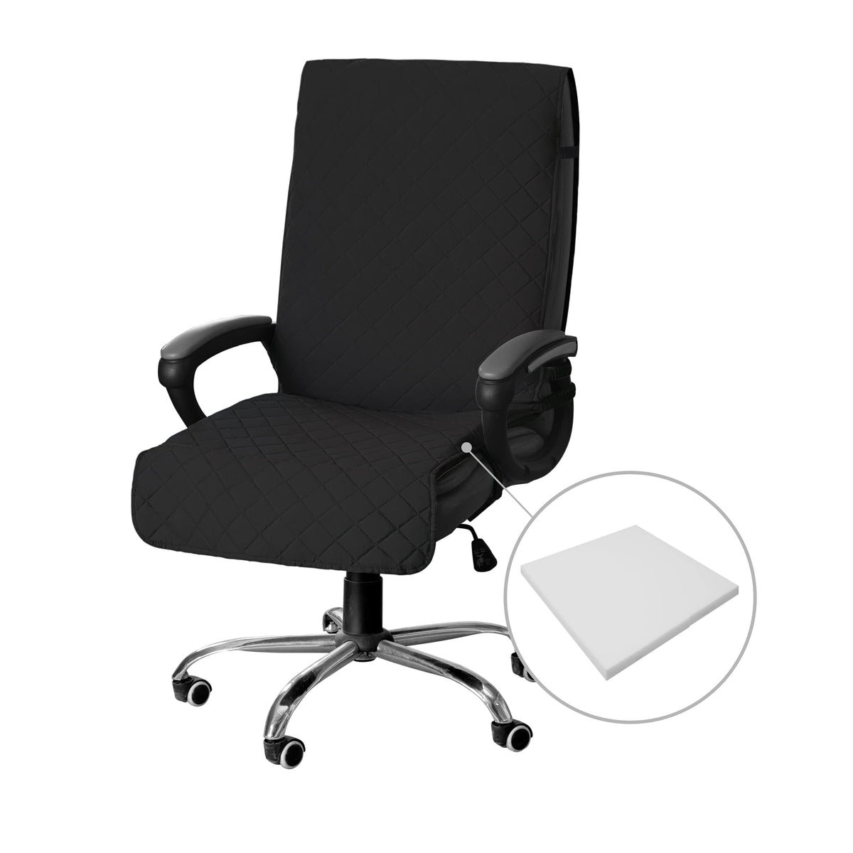 Easy-Going Quilted Microfiber Office Chair Cover with Soft Memory Foam Seat Cushion Water Resistant Desk Computer Chair Slipcover Anti-Slip Chair