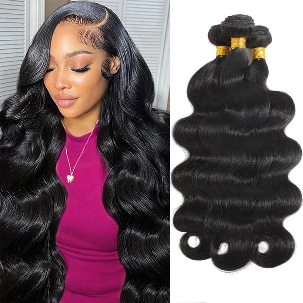 Body Wave Hair 3 Bundles Brazilian Remy Virgin Human Hair Weave Bundles 12A 100% Unprocessed Body Wave Human Hair Extensions Natural Color 18 20 22