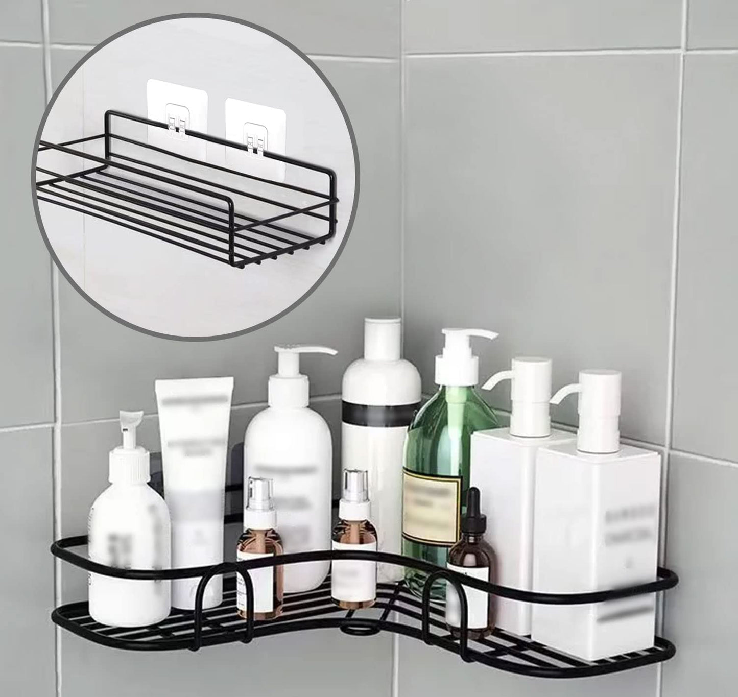SUBTAVIK 12 Pcs Shower Caddy Adhesive Hooks Replacement, Corner Shower Caddy Adhesive Sticker Hooks Transparent Sticky Hooks for Bathroom Kitchen