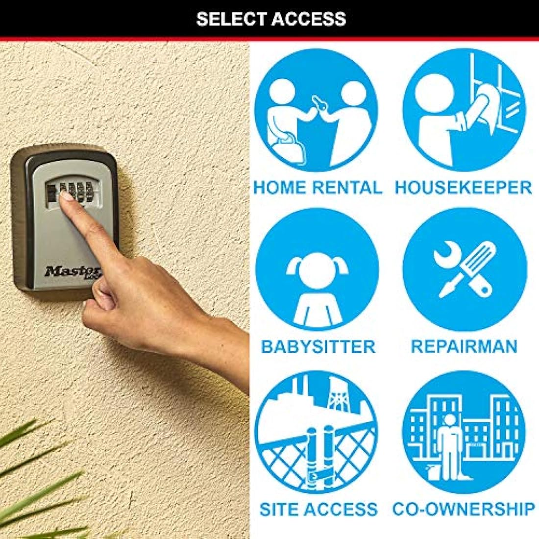 Master Lock Key Safe, 5401EURD, Wall Mounted, Medium, Strong Aluminium Weather Resistant Construction - Mounting Hardware Included
