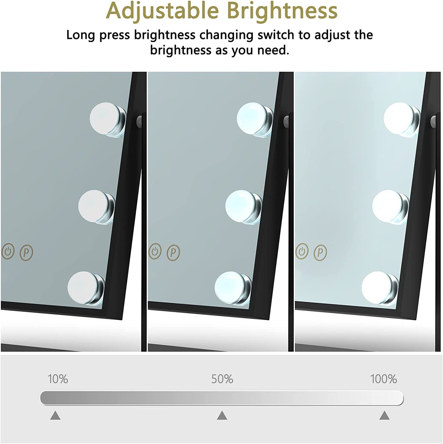 TUREWELL Hollywood Makeup Mirror with Lights,Large Lighted Vanity Mirror with 3 Color Light & 12 Dimmable Led Bulbs,Smart Lighted Touch Control Screen