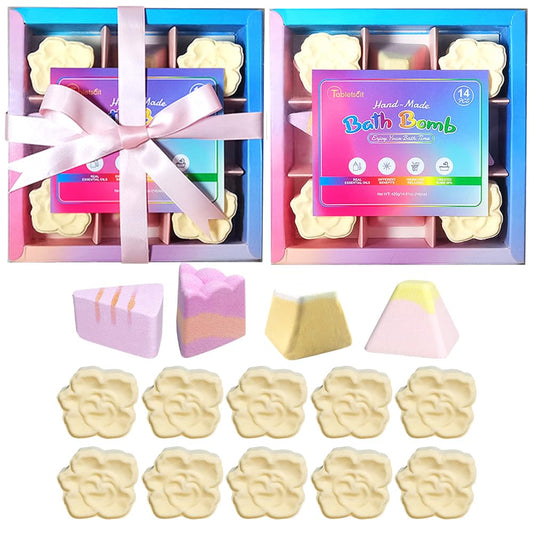 Tabletscit Bath Bombs Set 14 Count, Handmade with Natural Oils & Shea Butter, Moisturizing, Vegan & Cruelty Free, Luxury Spa Gift for Women, Wife, Mom