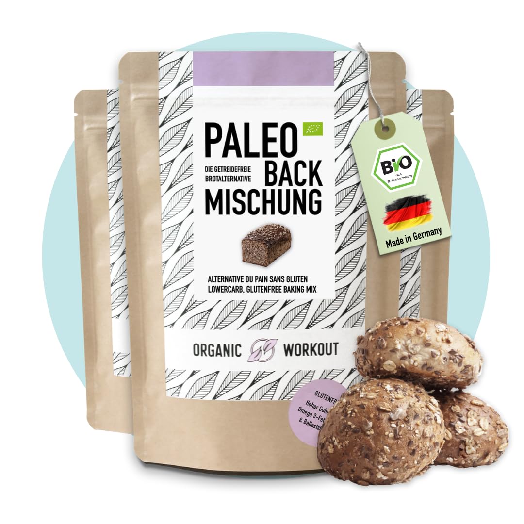 Paleo Organic Bread Baking Mix 3x300 g ? lower carb, gluten-free & yeast-free | Organic Workout