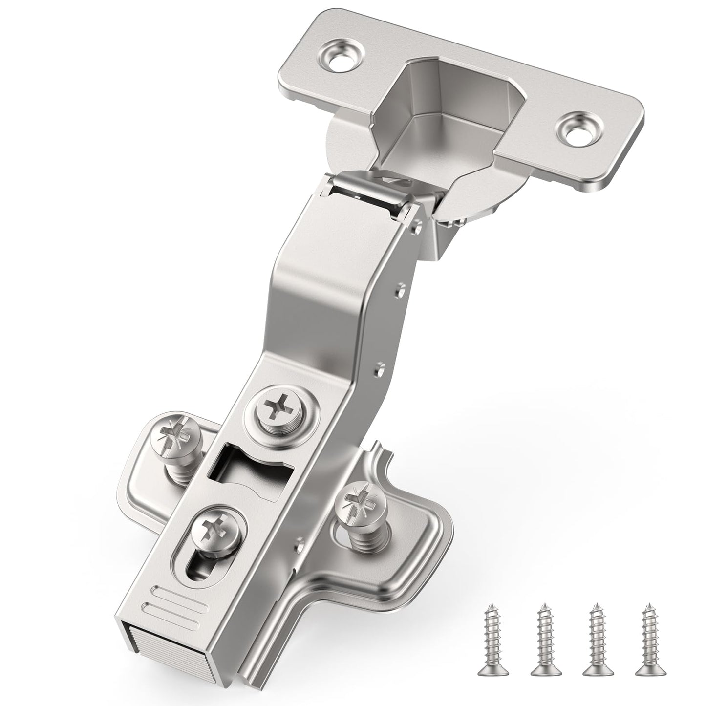 Furniware 10 Pack 3D Inset Soft Close Concealed Cabinet Hinge, Hidden Frameless Door, Stop at 45?-105?, Self Closing, Stain Nickel, Clip On, Euro