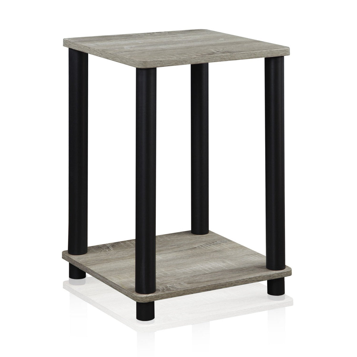 Furinno TURN-N-TUBE Side Table, 2-Tier End Table with Open Shelf, Toolless Night Stand, Bedside Table, for Living Room, Bedroom, French Oak