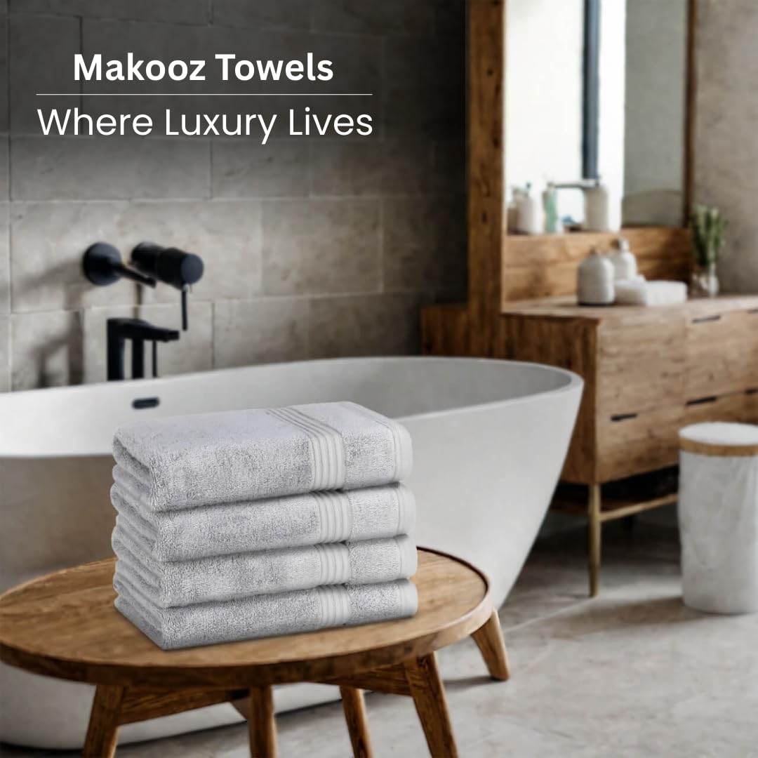 Makooz Luxurious Bamboo Hand Towels for Bathroom 2 Pack - 700 GSM Bamboo & Egyptian Cotton 50/50 Blend - Ultra Silky Soft, Quick Dry, Absorbent