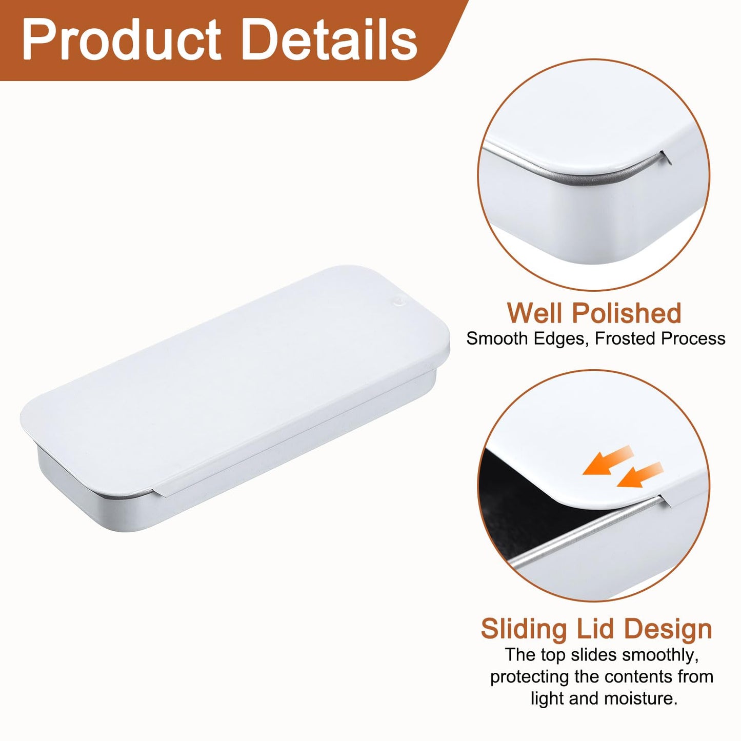 sourcing map 4 Pcs Metal Tin Box Container, 3.1x1.3x0.4 Inch Slide Top Tin Containers Empty Rectangular Storage Box Portable Mini Tin Case for Candy