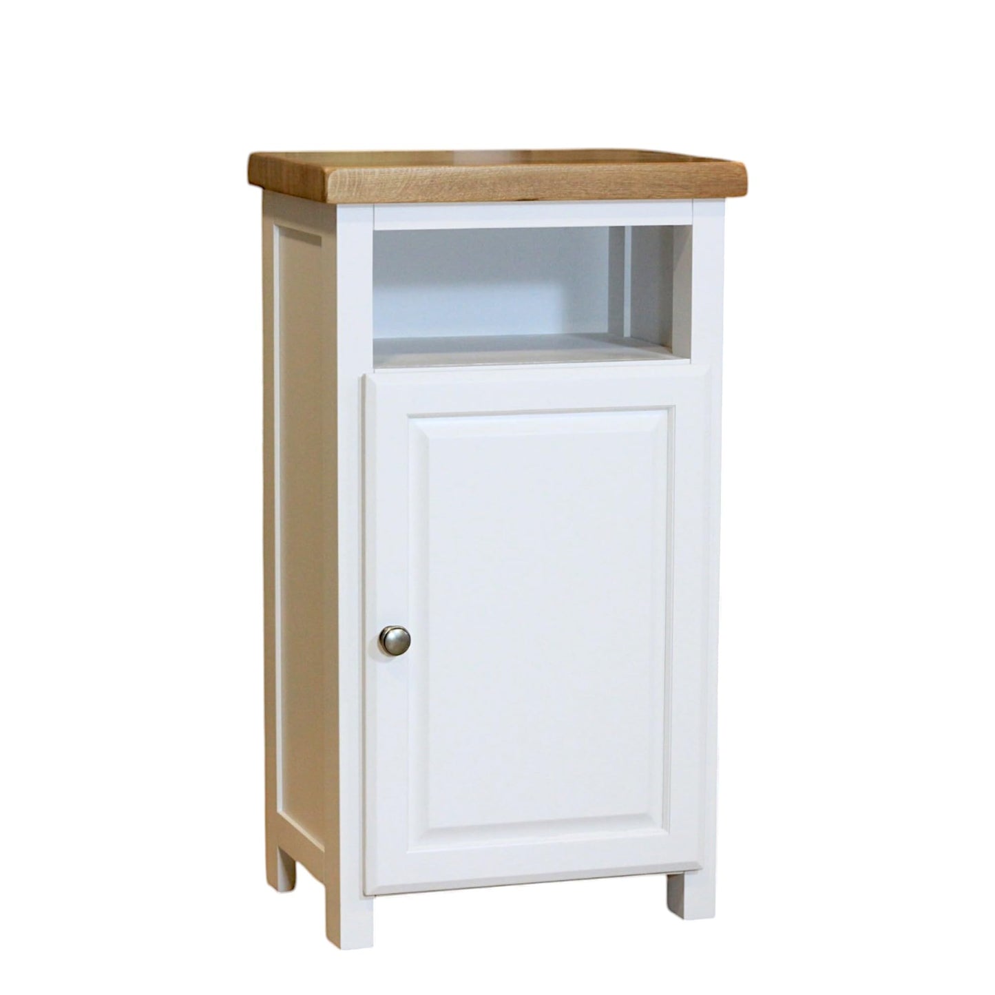 GROF GROFurniture Snow White Slim Cabinet, Bathroom Storage Cabinet, Oak Painted Kitchen Cupboard, Hallway Storage Unit, Storage Cupboard