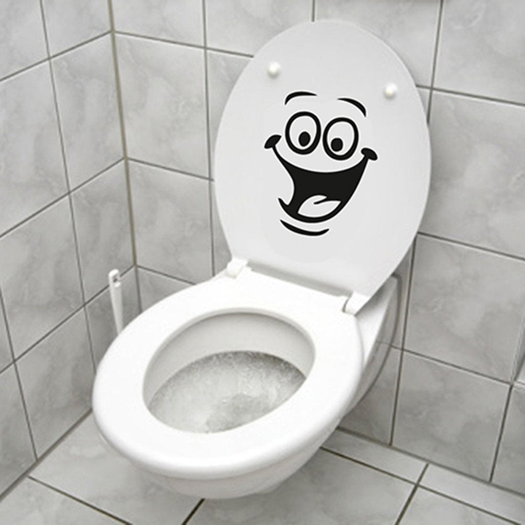 Smiley Face Toilet Sticker | Funny Cheerful Bathroom Stickers | Funny Toilet Seat Sticker