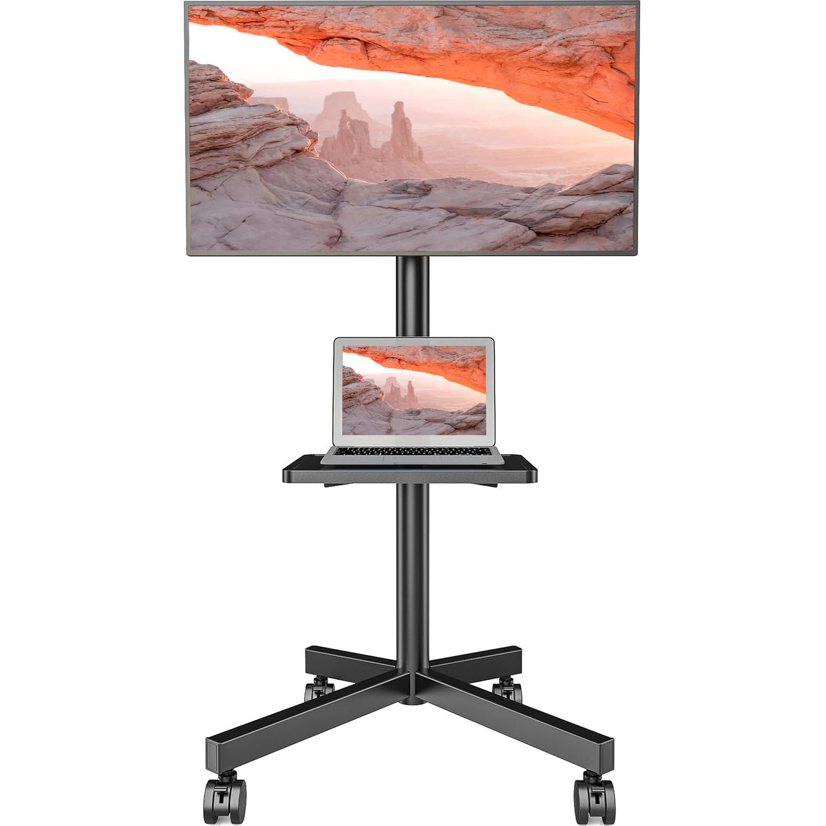 AX WABER Mobile TV Stand on wheels for 23-60 Inch LCD LED Flat/Curved Panel Screen TVs, Rolling TV Cart Holds up to 40kg Portable Stand with Laptop