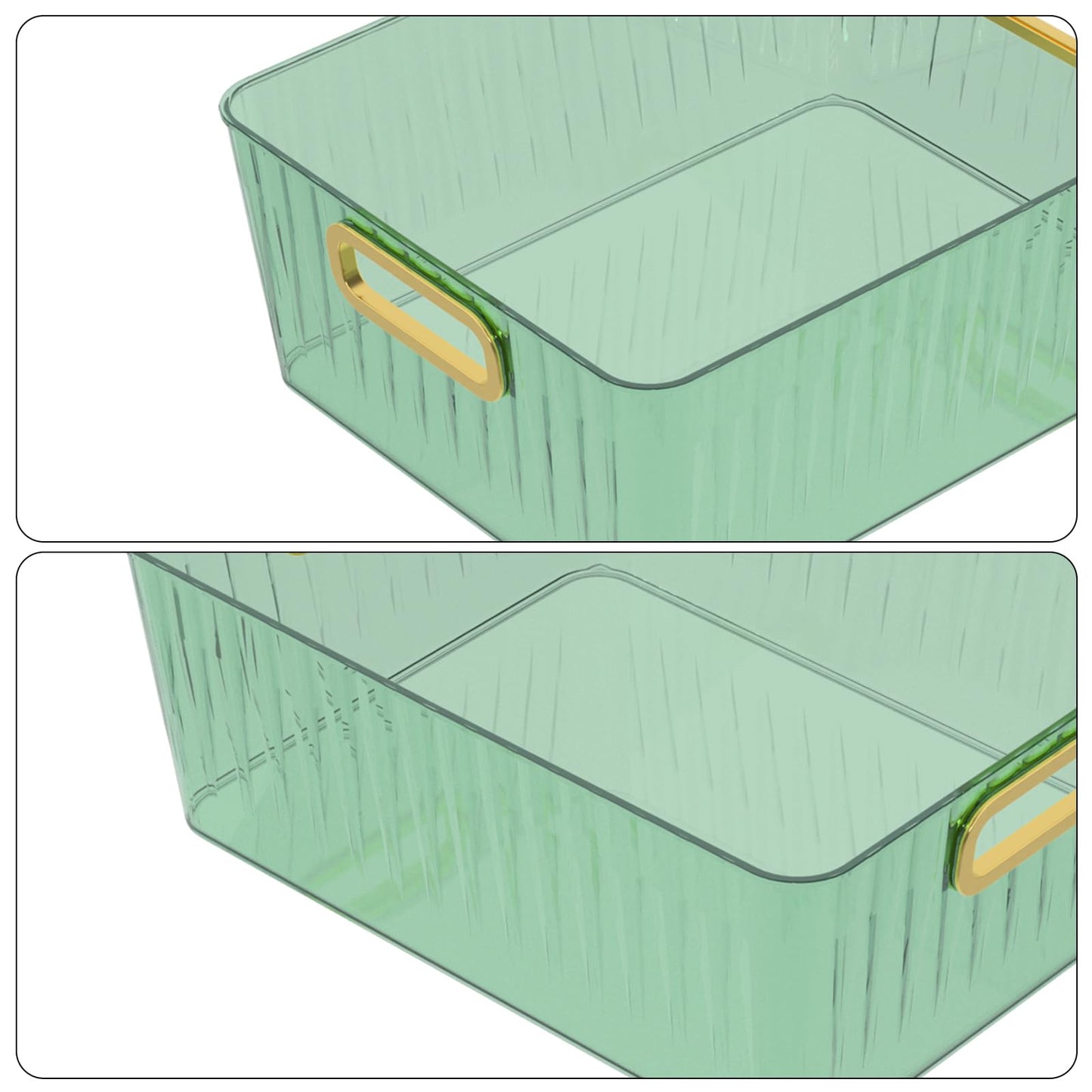 Readsky Green Clear Cosmetic Storage Basket, Plastic Clear Storage Bin, 6 Pack