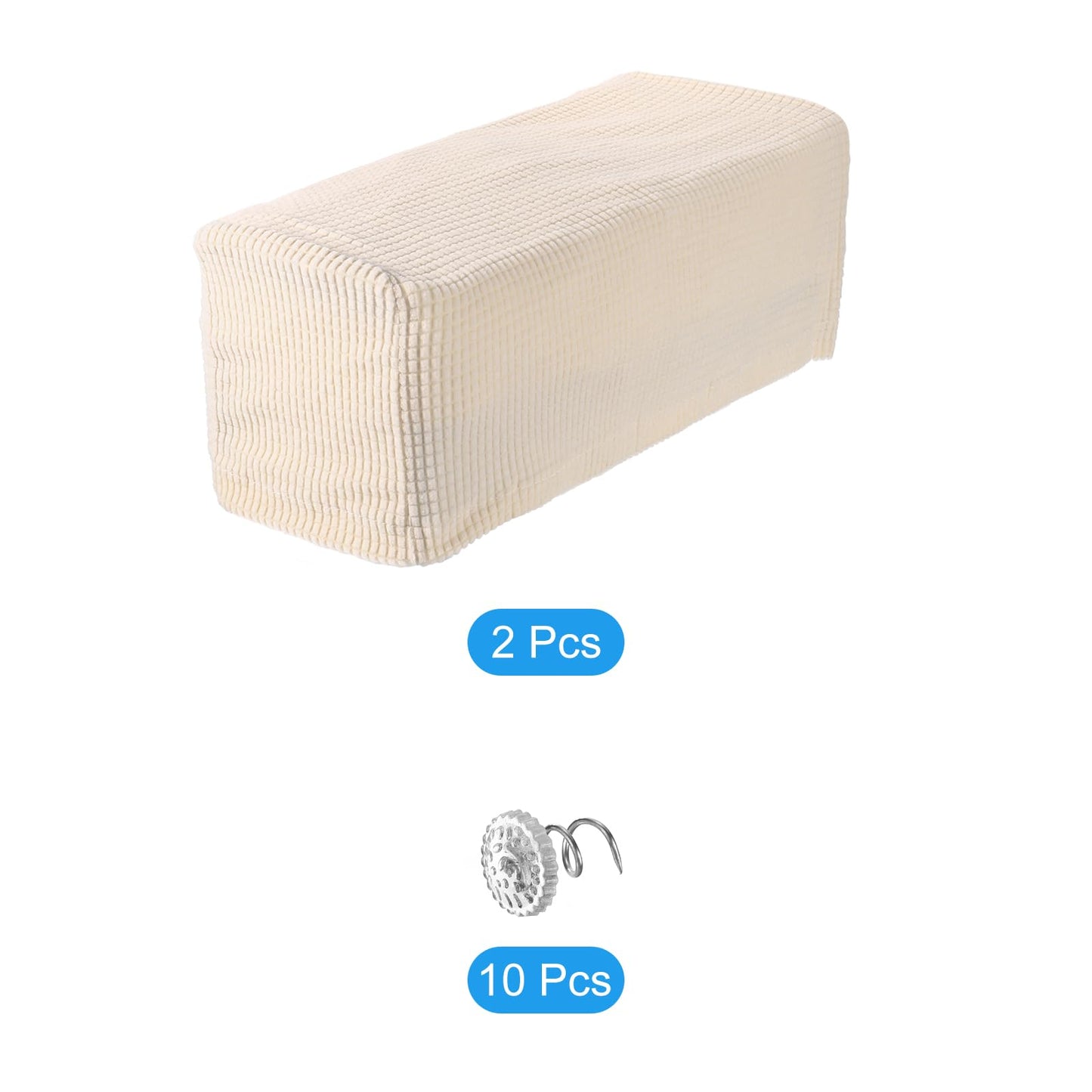 sourcing map 2pcs Stretch Armrest Covers for Chairs/Sofas, Couch Arm Covers with Twist Pin, Furniture Protector Slipcovers for Sofa Chair Cream White