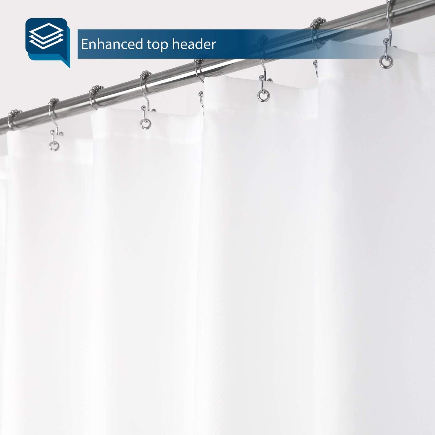 Barossa Design Waterproof Fabric Stall Shower Curtain Liner 54" W x 72" H - Hotel Quality, Machine Washable, White Shower Liner for Bath Tub, 54x72