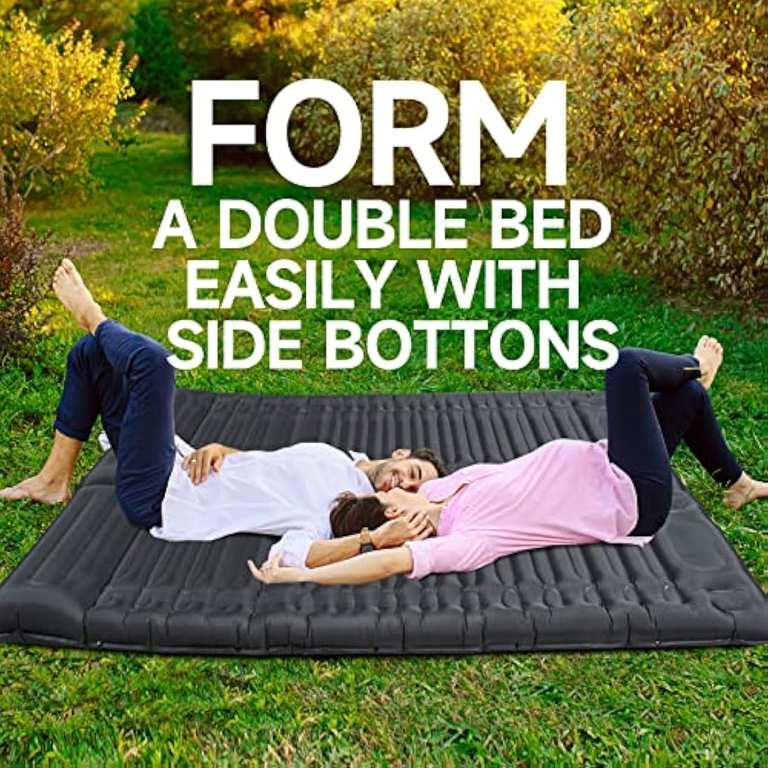 BLUEVER Camping Mattress, 14 cm Thick Self-inflating Outdoor Sleeping Pad with Foot Pump, Waterproof and Durable Air Mattress for Hiking, Backpacking
