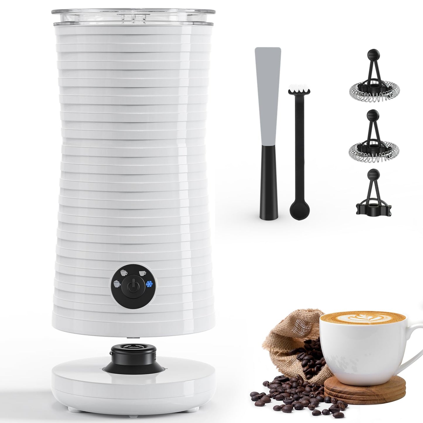 Milk Frother, Morpilot 4 in 1 Electric Milk Frothers, Hot & Cold Milk Foamer, 240ml, 400w, Strix Temperature Controls, Silent Operation, for Coffee,