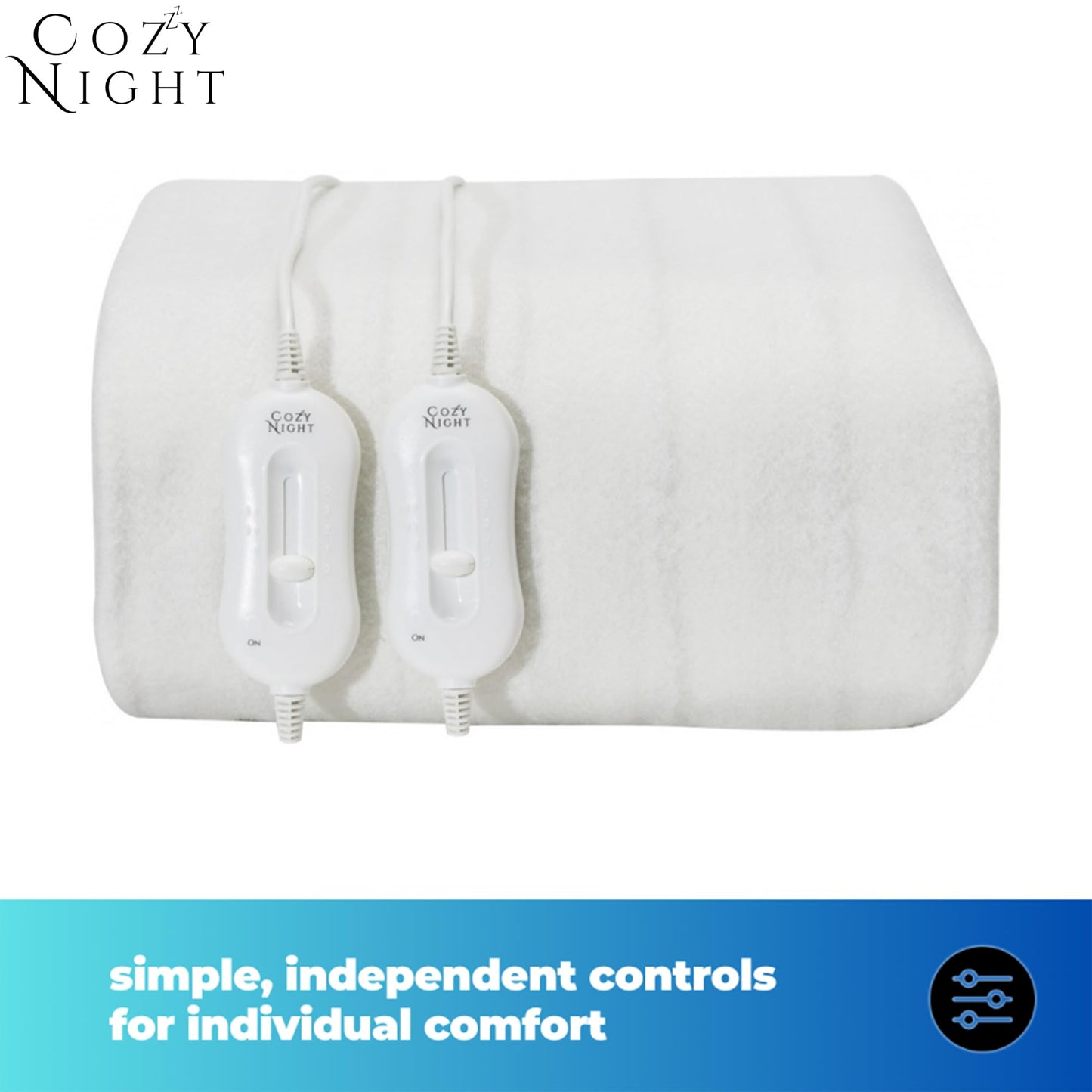 Cozy Night Double Electric Blanket, Size 140 x 192cm, Soft Fitted Underblanket Mattress Cover, Quick Fit Corner Straps, 3 x Heat Settings, Dual