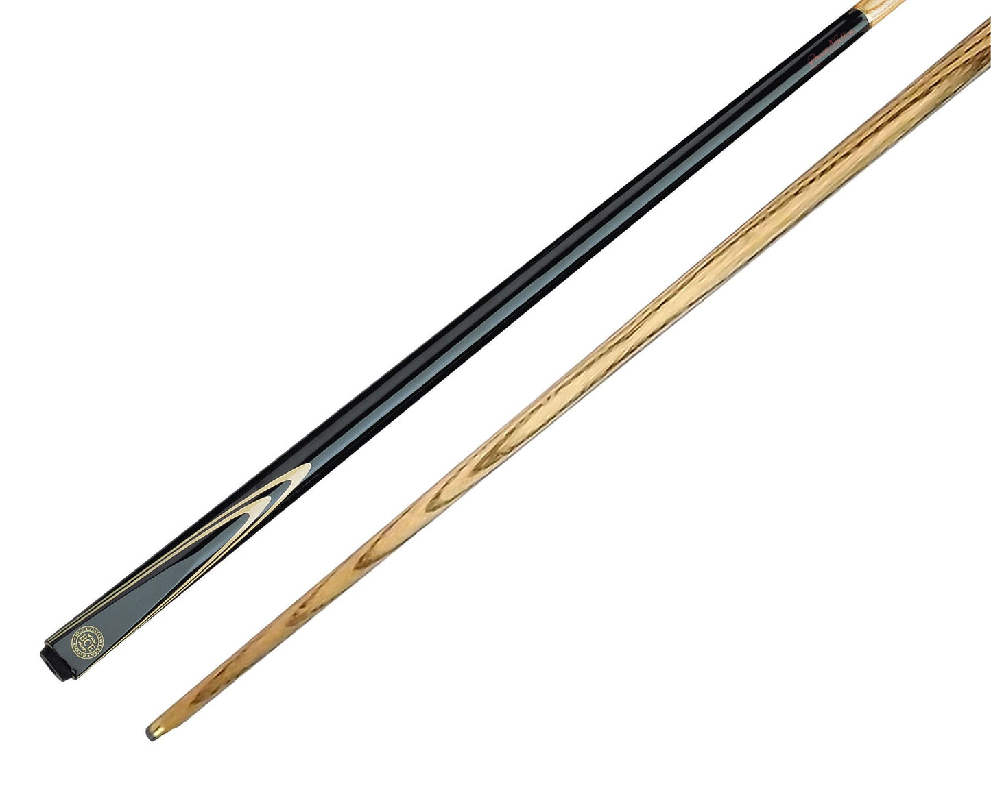 BCE Unisex FF200-2 Piece Ash Snooker Cue ? 57" (145cm), Black Butt & Natural Wood Shaft - with Soft Case