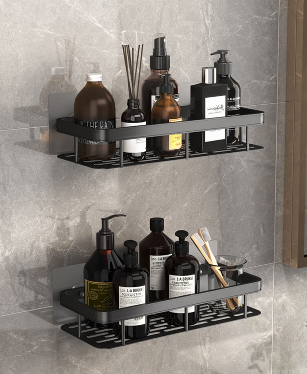 ESFOTO Shower Caddy Shelf Adhesive Bathroom Organizer Wall Mounted 2 Pack Shower Shelves No Drilling Shower Storage Rack Rustproof for Bathroom
