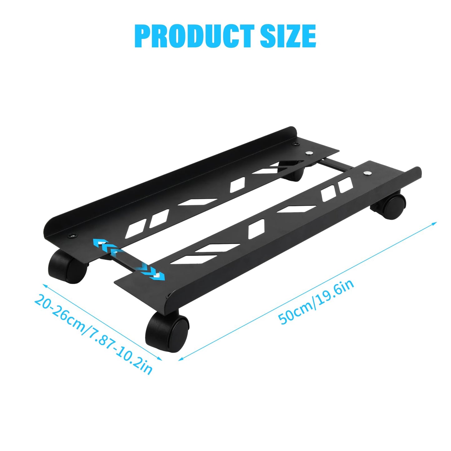 Fangehong PC Stand, Adjustable Mobile CPU Stand, Black (49×19.5-25cm)