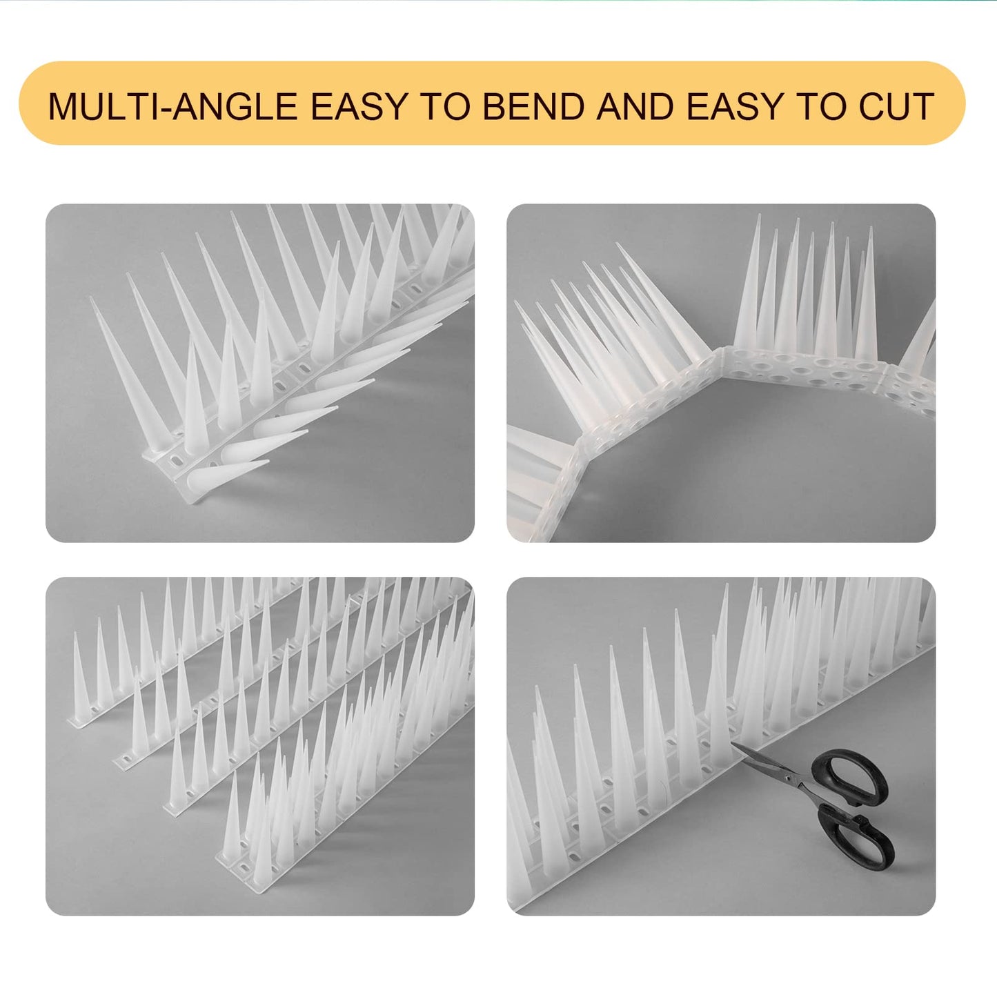 OFFO Bird Spikes High for Anti Pigeons Spikes to Keep Bird or Animals Away, Fence Spikes of Bird Deterrent Covers 12m, Height 10cm,Frosted Clear