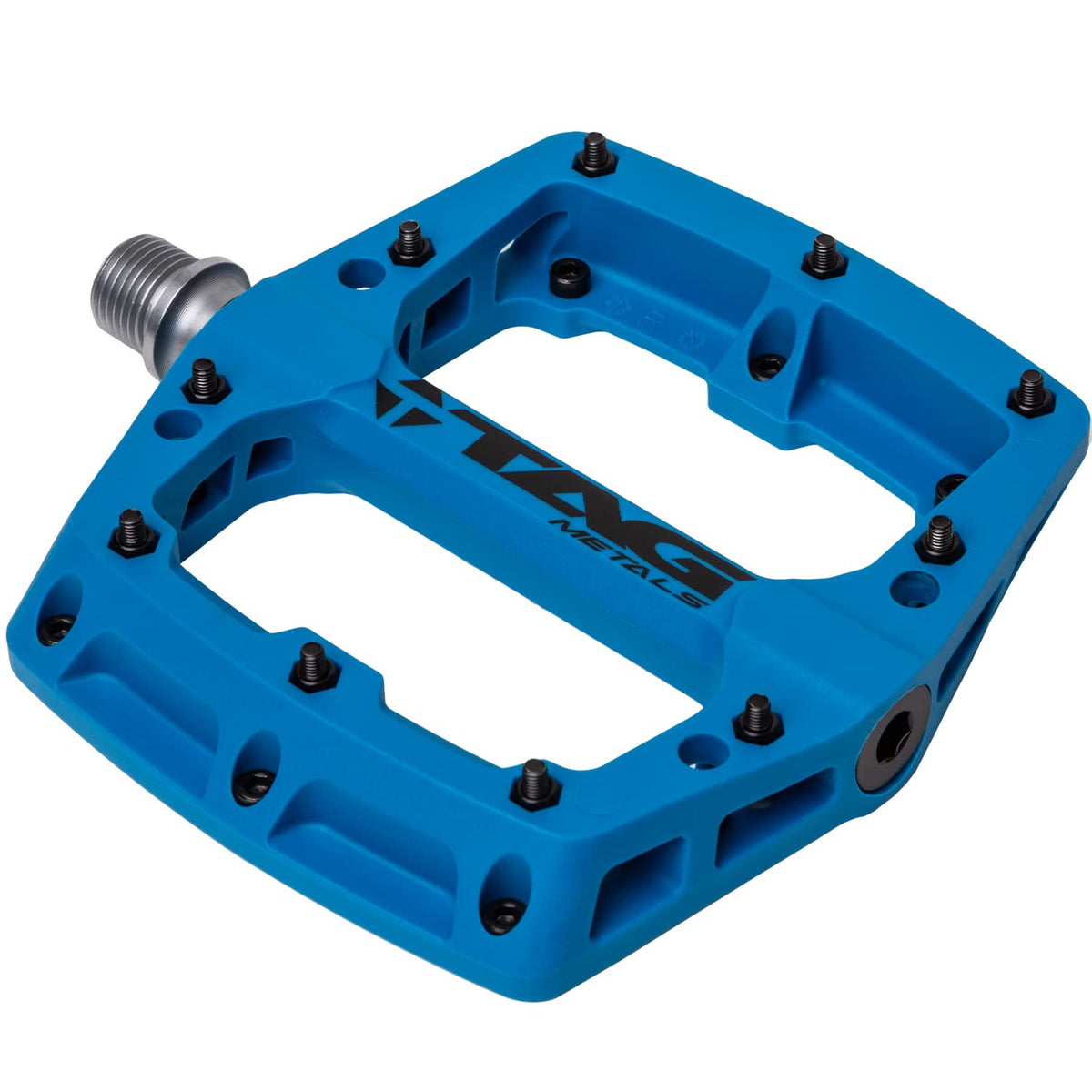 TAG Metals T3 Nylon MTB Pedals 9/16" Axle ? Durable, Lightweight Platform Pedals with Anti-Slip Pins, Ideal for Mountain Biking and BMX (Blue)