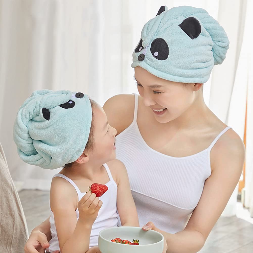 Cysocool Anti-Frizz Kids Hair Towel Absorbent Quick Drying Girls Hair Turban Towel with Button Wet Hairs Dryer Cap Ultra Soft Drying Towel Wrap Twist