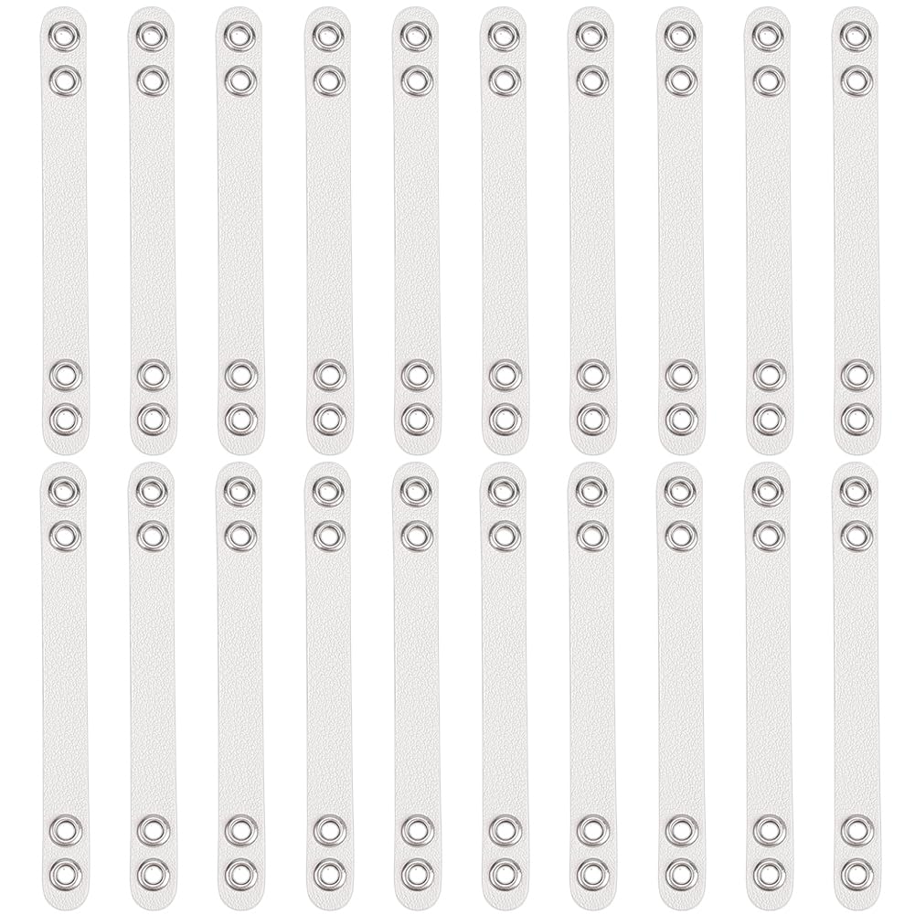 NBEADS 20 Pcs Coat Hanging Chains, Imitation Leather Bag Webbing Straps with Silver Metal Eyelets Durable Coat Loops Hanger Straps for Coats Jackets