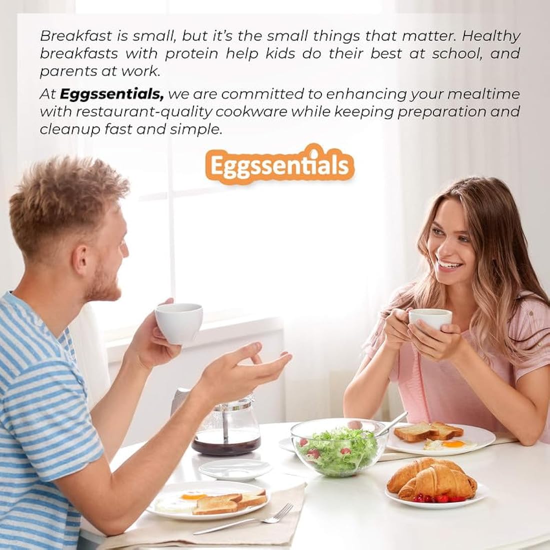 Eggssentials 2 IN 1 Egg Pan & Poacher, Granite Nonstick Fry Pan with Lid, Poached Egg Maker - 4 Cups