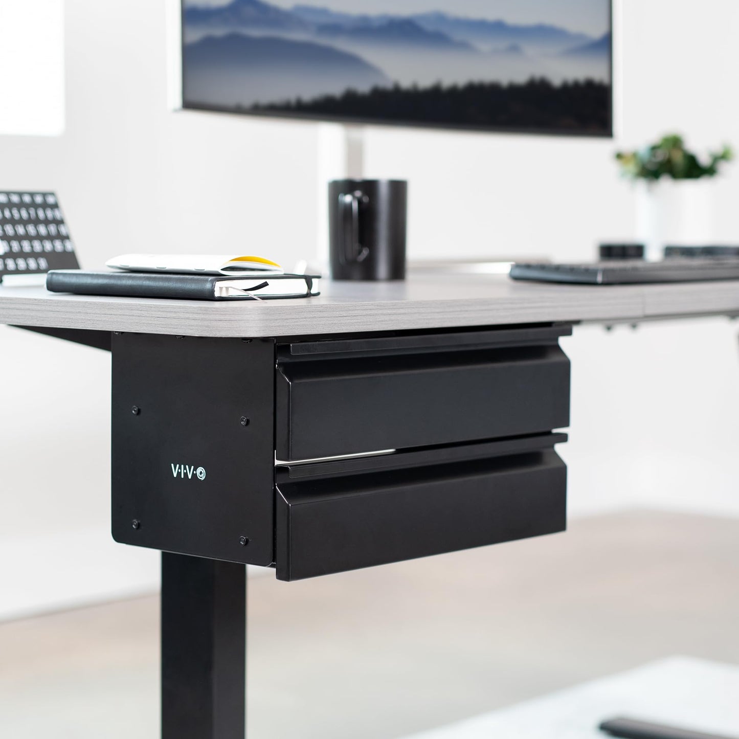 VIVO 16 inch Under Desk Mounted Sliding Pull-out Dual Level Drawer Set for Office Desk