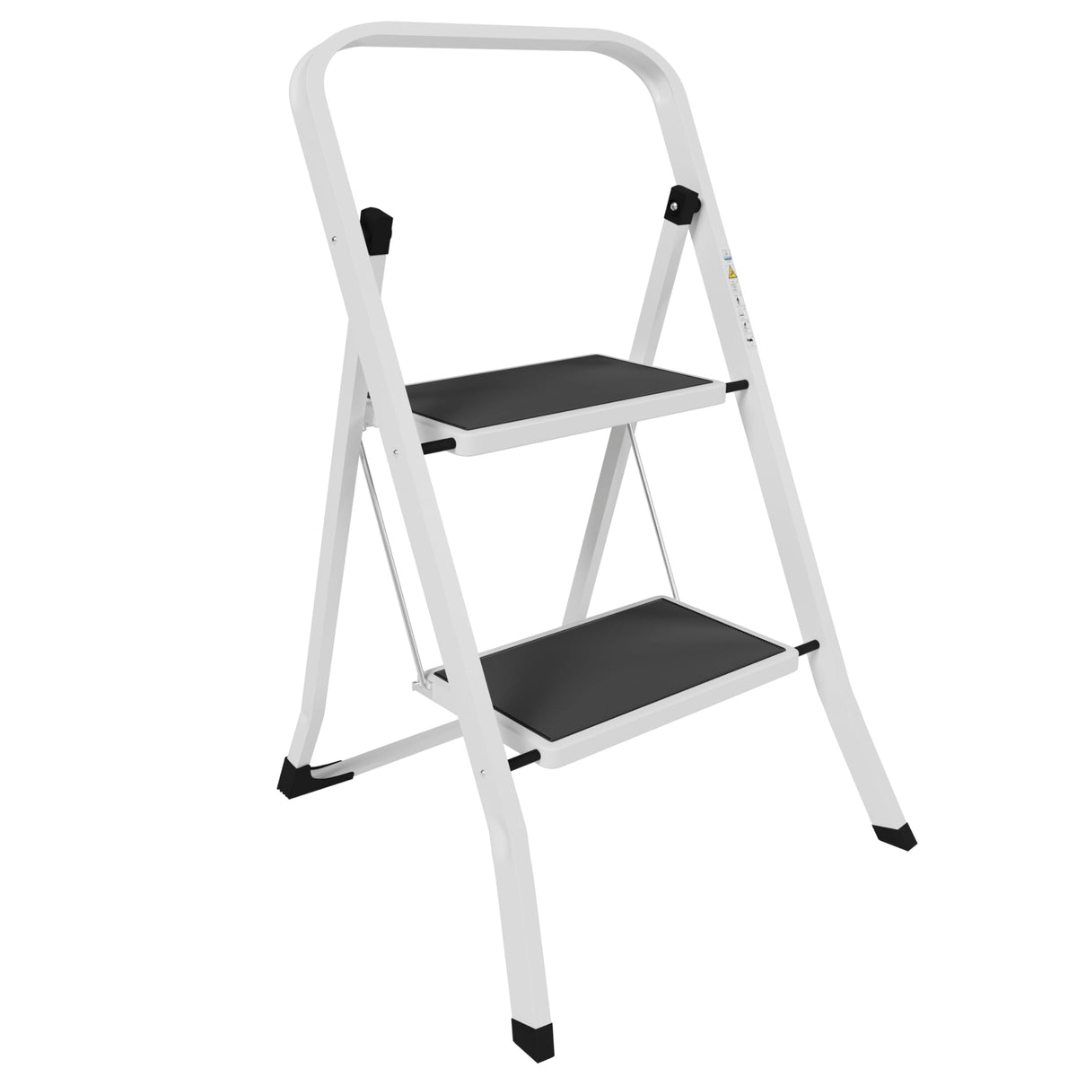 Home Vida 2 Step Ladder - Heavy Duty Steel Folding Ladder with Slip-Resistant and Wide Steps, Folding Mechanism, 150kg Max Load,