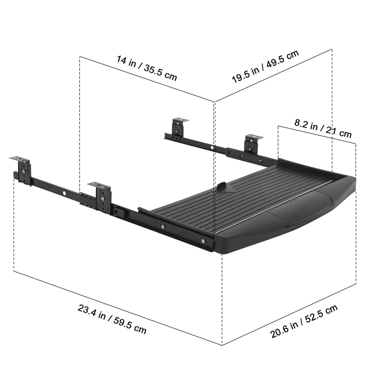 Sewroro Keyboard Tray Under Desk Pull Out Keyboard and Mouse Tray Slide-Out Platform Computer Drawer for Typing Keyboard Drawer Tray for Home Office